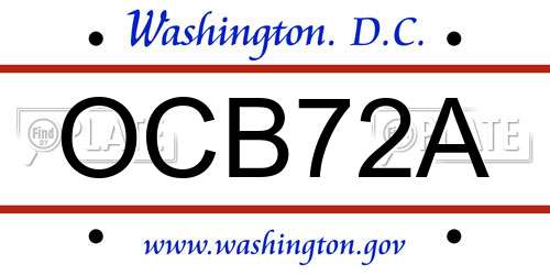 OCB72A District Of Columbia License Plate