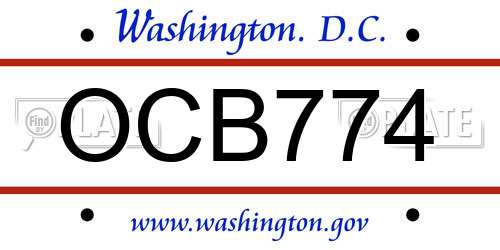 OCB774 District Of Columbia License Plate
