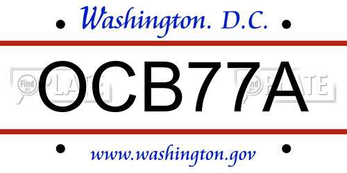 OCB77A District Of Columbia License Plate