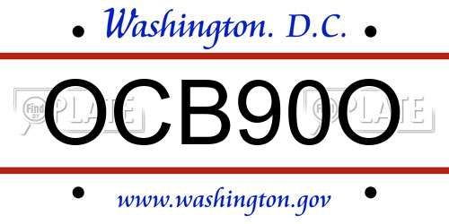 OCB90O District Of Columbia License Plate