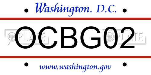 OCBG02 District Of Columbia License Plate