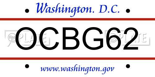 OCBG62 District Of Columbia License Plate