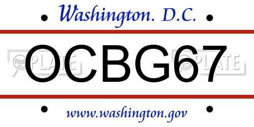 OCBG67 District Of Columbia License Plate