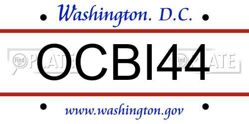 OCBI44 District Of Columbia License Plate