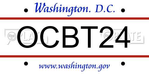OCBT24 District Of Columbia License Plate