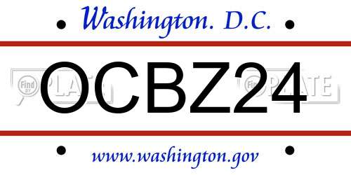 OCBZ24 District Of Columbia License Plate