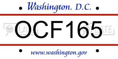 OCF165 District Of Columbia License Plate
