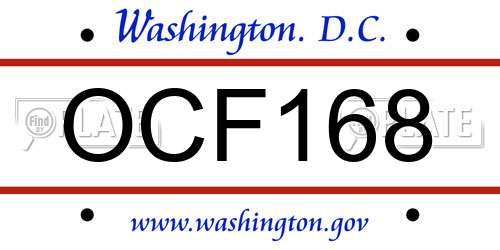 OCF168 District Of Columbia License Plate