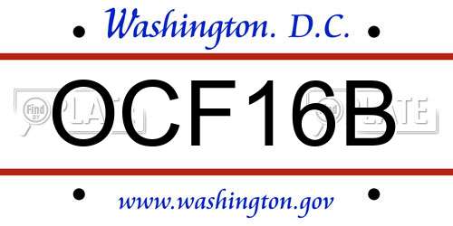 OCF16B District Of Columbia License Plate