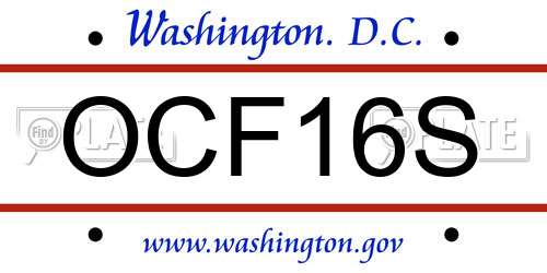 OCF16S District Of Columbia License Plate
