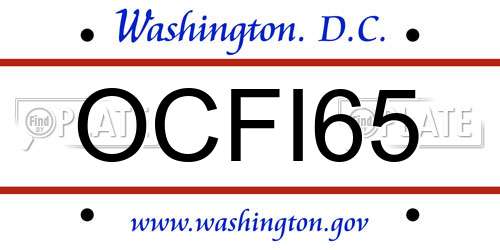 OCFI65 District Of Columbia License Plate