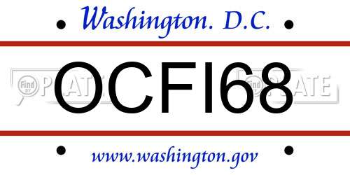 OCFI68 District Of Columbia License Plate