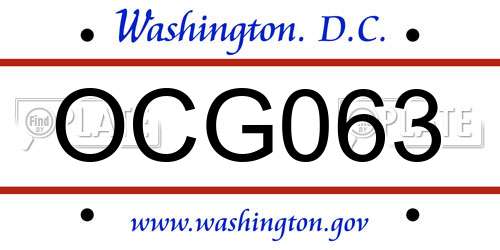 OCG063 District Of Columbia License Plate
