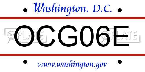 OCG06E District Of Columbia License Plate