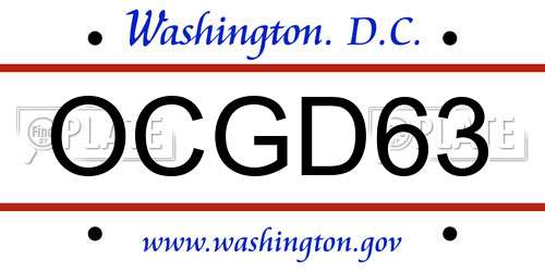 OCGD63 District Of Columbia License Plate