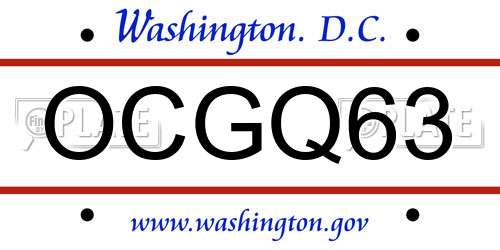 OCGQ63 District Of Columbia License Plate