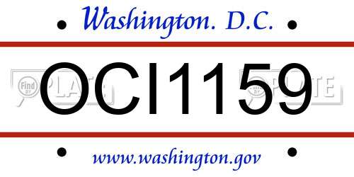 OCI1159 District Of Columbia License Plate