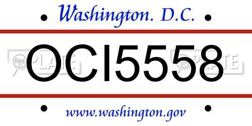 OCI5558 District Of Columbia License Plate
