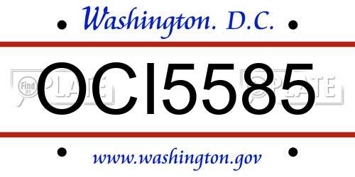 OCI5585 District Of Columbia License Plate