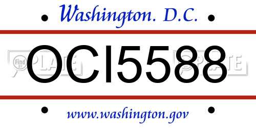 OCI5588 District Of Columbia License Plate