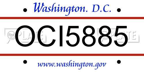 OCI5885 District Of Columbia License Plate