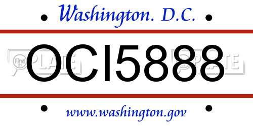 OCI5888 District Of Columbia License Plate
