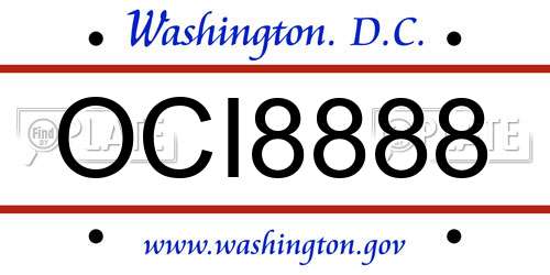 OCI8888 District Of Columbia License Plate