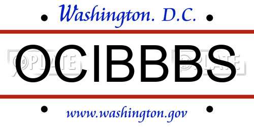 OCIBBBS District Of Columbia License Plate