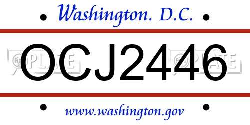 OCJ2446 District Of Columbia License Plate