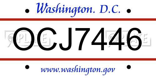 OCJ7446 District Of Columbia License Plate