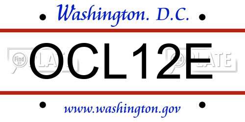 OCL12E District Of Columbia License Plate