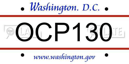 OCP130 District Of Columbia License Plate