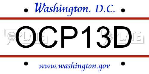 OCP13D District Of Columbia License Plate