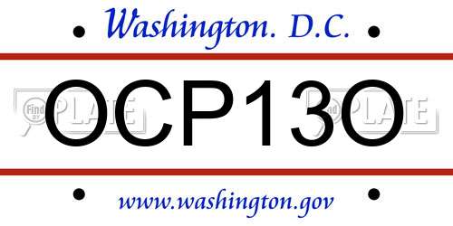 OCP13O District Of Columbia License Plate
