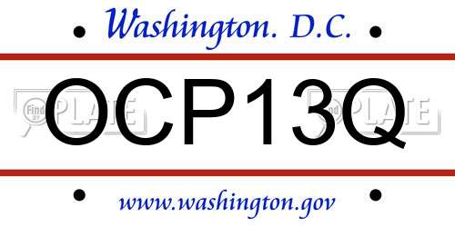 OCP13Q District Of Columbia License Plate