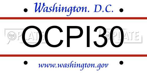 OCPI30 District Of Columbia License Plate