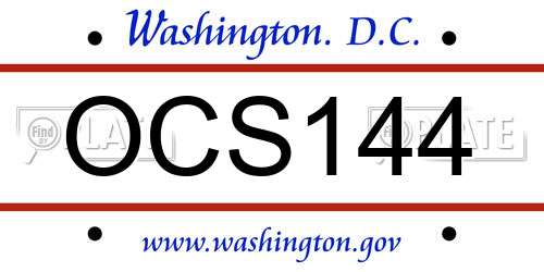 OCS144 District Of Columbia License Plate