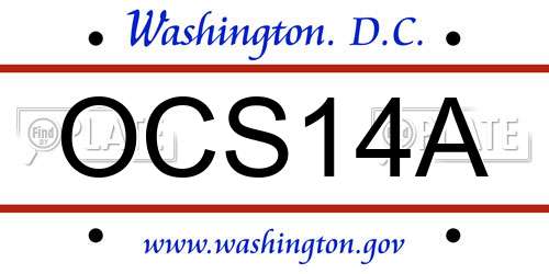 OCS14A District Of Columbia License Plate