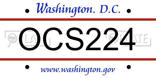 OCS224 District Of Columbia License Plate