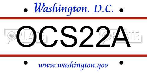 OCS22A District Of Columbia License Plate