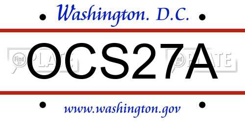 OCS27A District Of Columbia License Plate