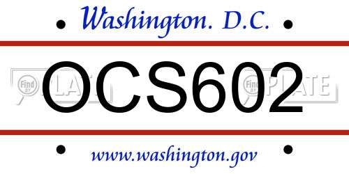 OCS602 District Of Columbia License Plate