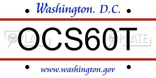 OCS60T District Of Columbia License Plate