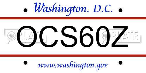 OCS60Z District Of Columbia License Plate