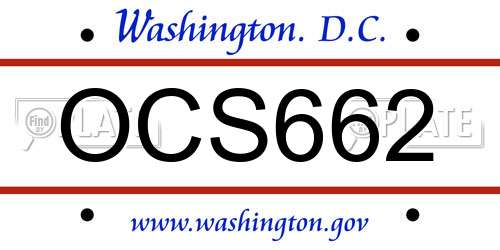 OCS662 District Of Columbia License Plate