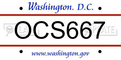 OCS667 District Of Columbia License Plate