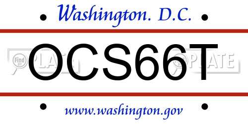 OCS66T District Of Columbia License Plate