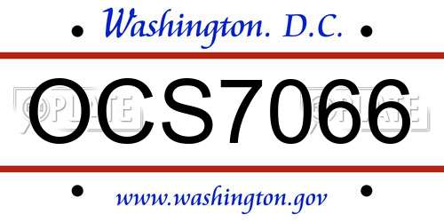 OCS7066 District Of Columbia License Plate