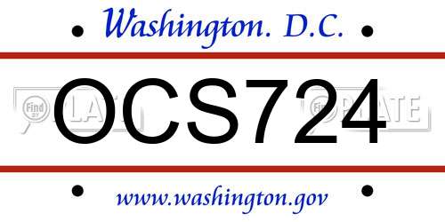 OCS724 District Of Columbia License Plate