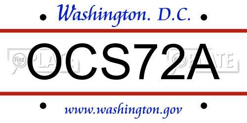 OCS72A District Of Columbia License Plate